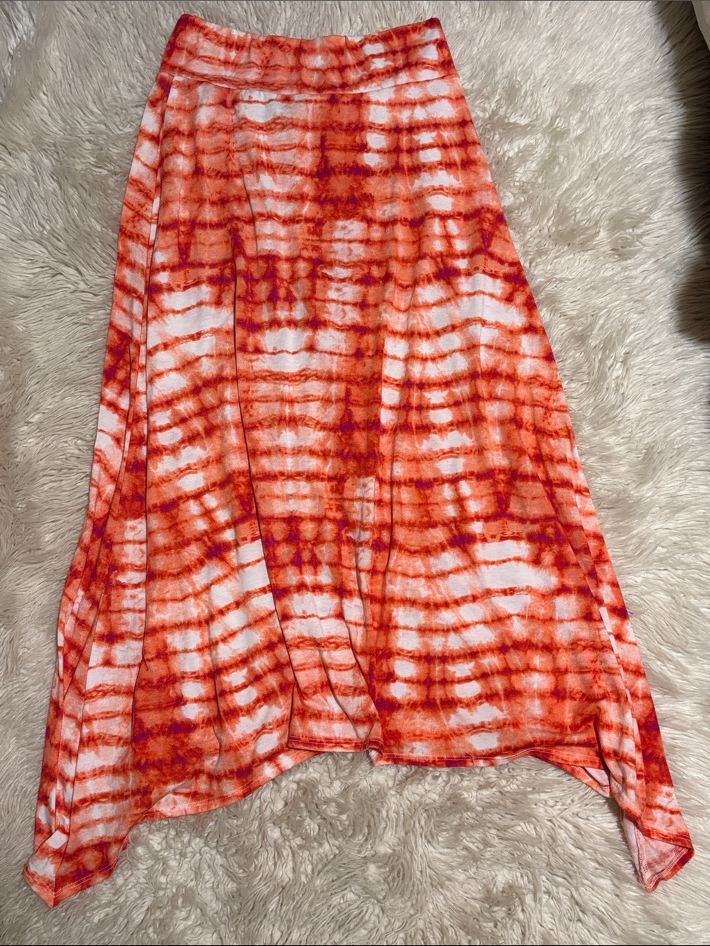 Joe B Orange and White Tie-Dye Maxi Skirt